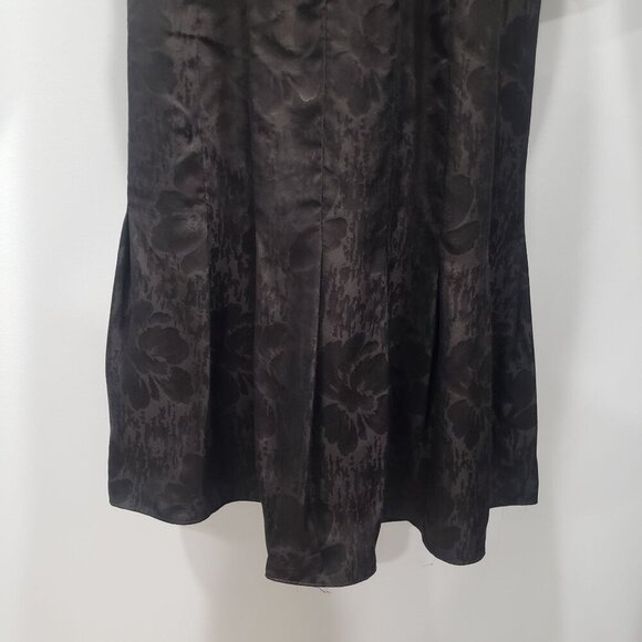 VTG 80s Cadaz Silk Dress Black Silk Floral Jacquard Gothic Glam Formal Size 14 - Picture 3 of 12